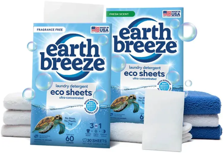 Earth Breeze laundry sheets packaging