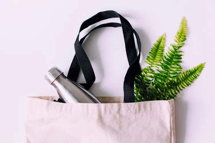 Reusable shopping bag with eco products — sustainable shopping in Ireland