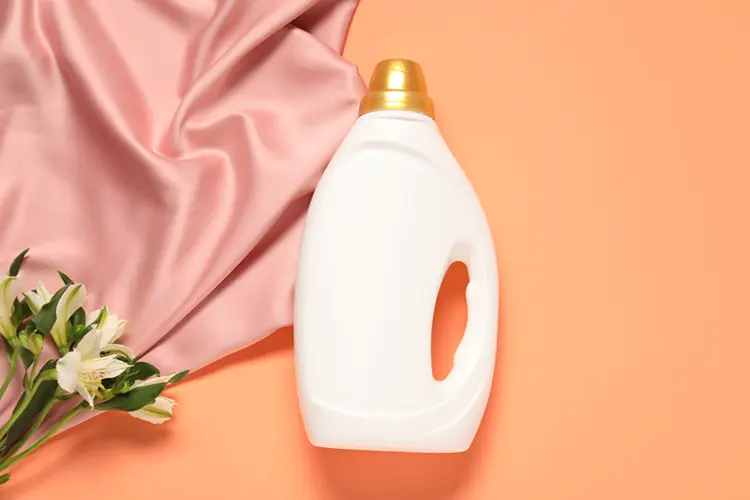 Organic laundry detergent bottle with silk fabric